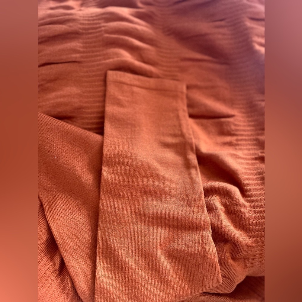 Chic Rust Midi Dress with Ruched Design - Picture 5 of 5